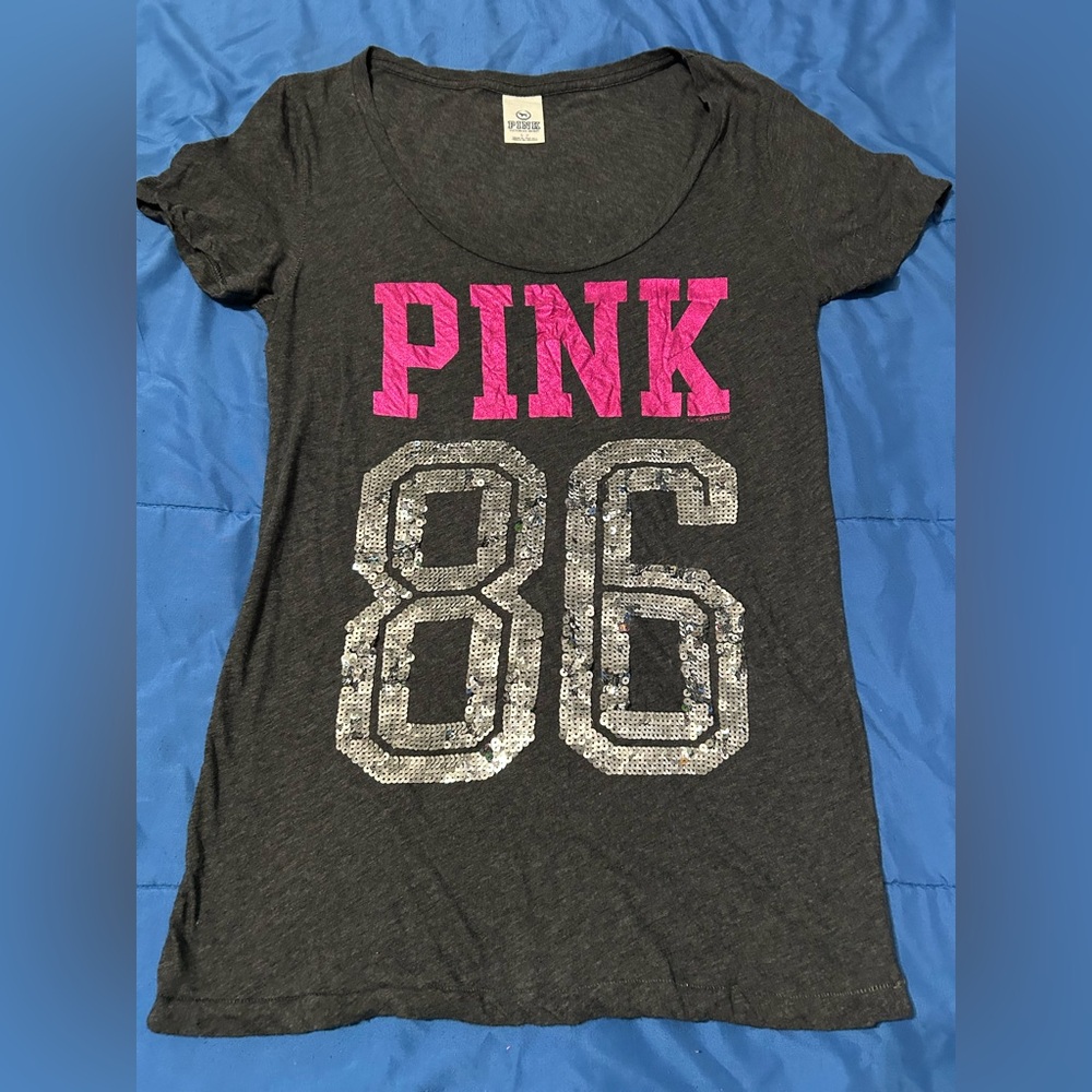 Victoria Secret Vintage Y2K Pink 86 Graphic Sequin Tee